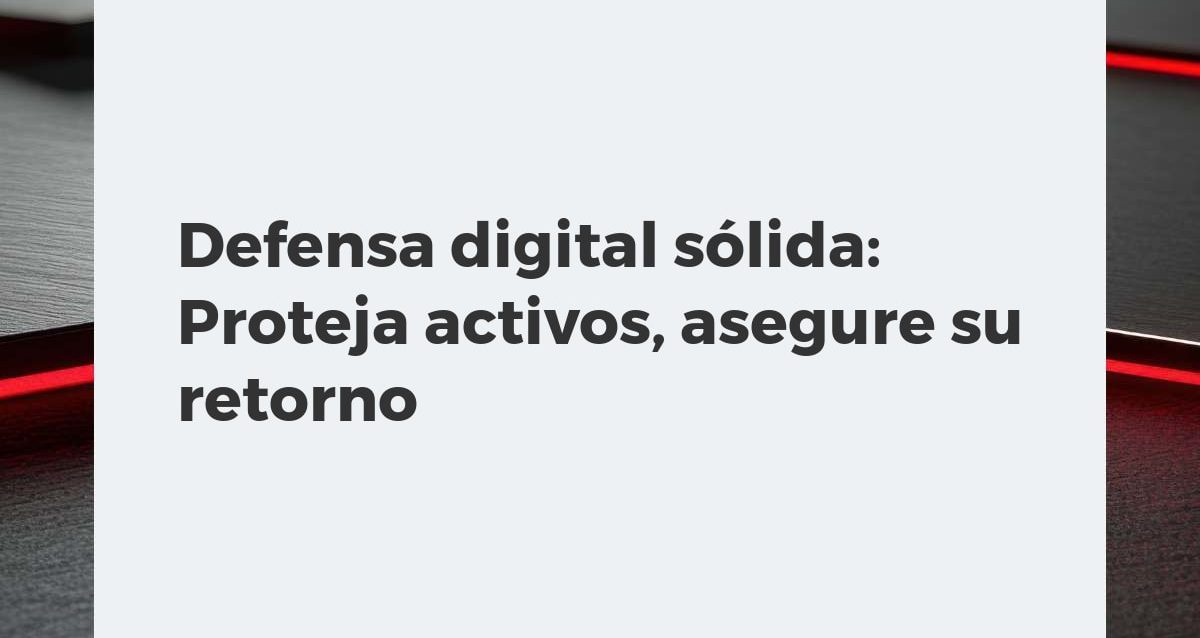 Defensa digital sólida: Proteja activos, asegure su retorno Escudo digital protegiendo activos empresariales, con tecnología de ciberseguridad y gráficos de ROI en segundo plano.